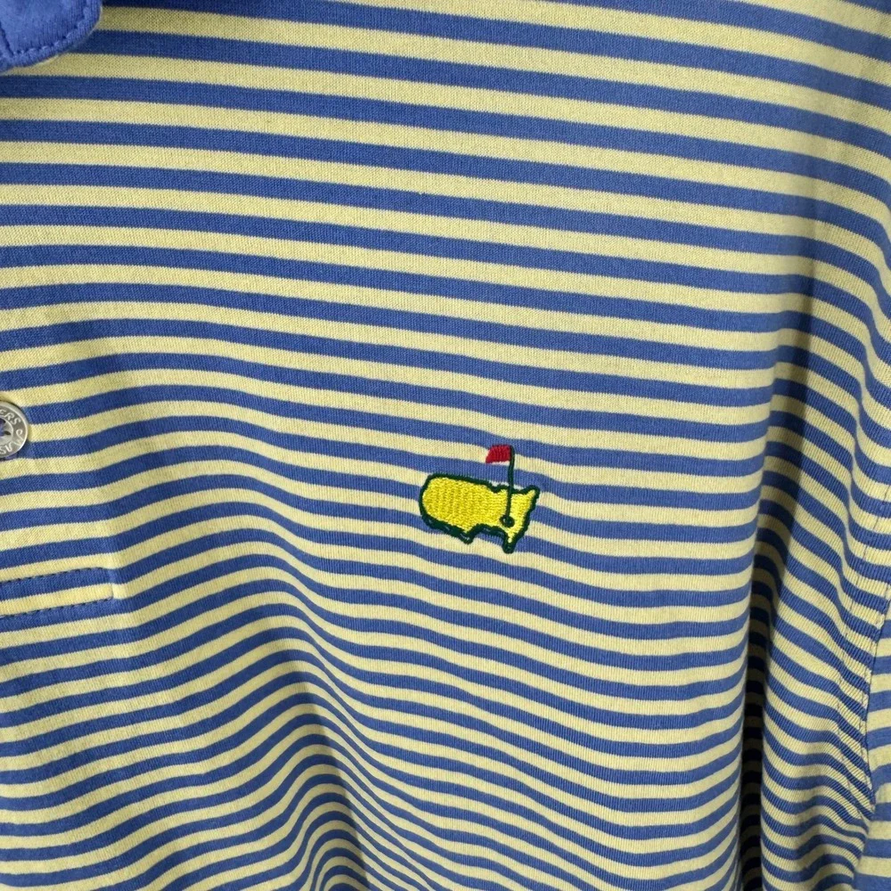 Masters Collection Golf Polo Shirt Mens‎ Large Blue Yellow Striped Pima Cotton